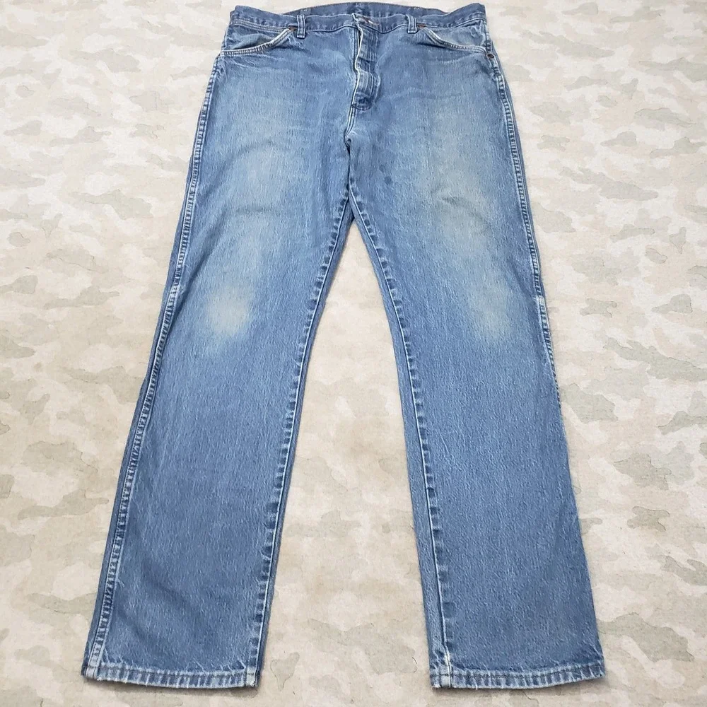 Wrangler Jeans Mens 37x34 Blue 13mwz Western Cowboy Cut Denim Medium Wash